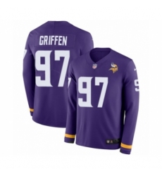 Men's Nike Minnesota Vikings #97 Everson Griffen Limited Purple Therma Long Sleeve NFL Jersey