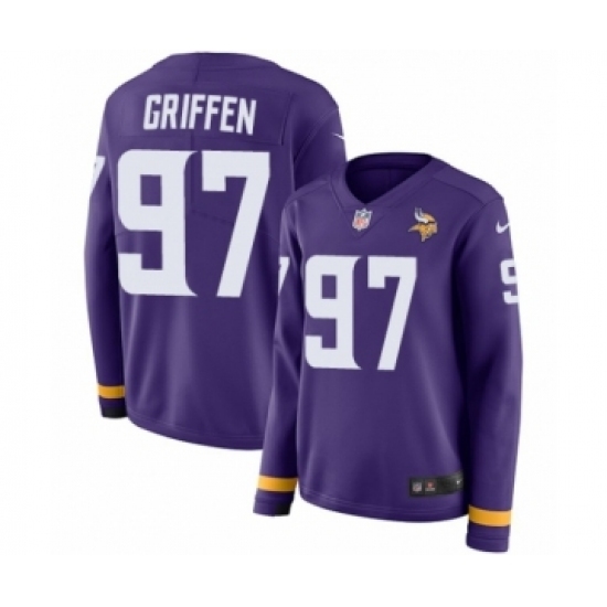 Women's Nike Minnesota Vikings #97 Everson Griffen Limited Purple Therma Long Sleeve NFL Jersey Women's Nike Minnesota Vikings #97 Everson Griffen Limited Purple Therma Long Sleeve NFL Jersey