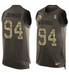 Men's Nike Minnesota Vikings #94 Jaleel Johnson Limited Green Salute to Service Tank Top NFL Jersey