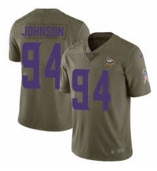 Men's Nike Minnesota Vikings #94 Jaleel Johnson Limited Olive 2017 Salute to Service NFL Jersey