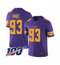 Men's Minnesota Vikings #93 John Randle Limited Purple Rush Vapor Untouchable 100th Season Football Jersey