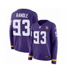 Women's Nike Minnesota Vikings #93 John Randle Limited Purple Therma Long Sleeve NFL Jersey