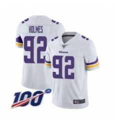 Men's Minnesota Vikings #92 Jalyn Holmes White Vapor Untouchable Limited Player 100th Season Football Jersey