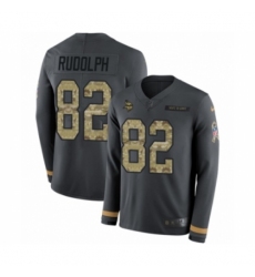 Men's Nike Minnesota Vikings #82 Kyle Rudolph Limited Black Salute to Service Therma Long Sleeve NFL Jersey
