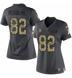 Women's Nike Minnesota Vikings #82 Kyle Rudolph Limited Black 2016 Salute to Service NFL Jersey