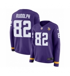 Women's Nike Minnesota Vikings #82 Kyle Rudolph Limited Purple Therma Long Sleeve NFL Jersey