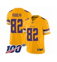 Youth Minnesota Vikings #82 Kyle Rudolph Limited Gold Inverted Legend 100th Season Football Jersey