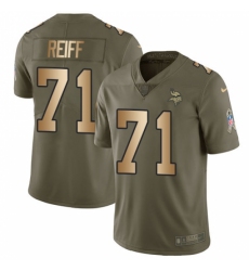 Men's Nike Minnesota Vikings #71 Riley Reiff Limited Olive/Gold 2017 Salute to Service NFL Jersey