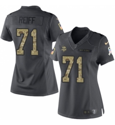 Women's Nike Minnesota Vikings #71 Riley Reiff Limited Black 2016 Salute to Service NFL Jersey