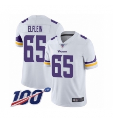Men's Minnesota Vikings #65 Pat Elflein White Vapor Untouchable Limited Player 100th Season Football Jersey