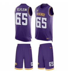 Men's Nike Minnesota Vikings #65 Pat Elflein Limited Purple Tank Top Suit NFL Jersey