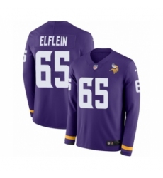 Men's Nike Minnesota Vikings #65 Pat Elflein Limited Purple Therma Long Sleeve NFL Jersey