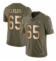 Youth Nike Minnesota Vikings #65 Pat Elflein Limited Olive/Gold 2017 Salute to Service NFL Jersey