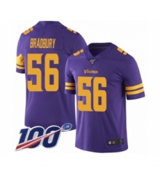 Men's Minnesota Vikings #56 Garrett Bradbury Limited Purple Rush Vapor Untouchable 100th Season Football Jersey