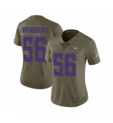 Women's Minnesota Vikings #56 Garrett Bradbury Limited Olive 2017 Salute to Service Football Jersey