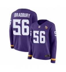 Women's Minnesota Vikings #56 Garrett Bradbury Limited Purple Therma Long Sleeve Football Jersey