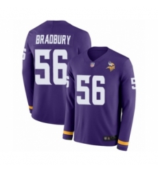 Youth Minnesota Vikings #56 Garrett Bradbury Limited Purple Therma Long Sleeve Football Jersey