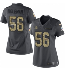 Women's Nike Minnesota Vikings #56 Chris Doleman Limited Black 2016 Salute to Service NFL Jersey