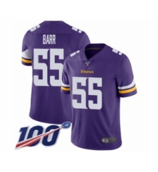 Men's Minnesota Vikings #55 Anthony Barr Purple Team Color Vapor Untouchable Limited Player 100th Season Football Jersey