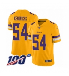 Youth Minnesota Vikings #54 Eric Kendricks Limited Gold Inverted Legend 100th Season Football Jersey