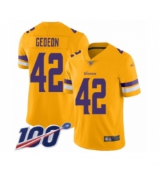 Youth Minnesota Vikings #42 Ben Gedeon Limited Gold Inverted Legend 100th Season Football Jersey