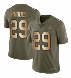Men's Nike Minnesota Vikings #29 Xavier Rhodes Limited Olive/Gold 2017 Salute to Service NFL Jersey