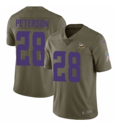 Men's Nike Minnesota Vikings #28 Adrian Peterson Limited Olive 2017 Salute to Service NFL Jersey