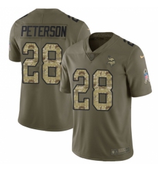 Men's Nike Minnesota Vikings #28 Adrian Peterson Limited Olive/Camo 2017 Salute to Service NFL Jersey