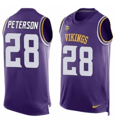 Men's Nike Minnesota Vikings #28 Adrian Peterson Limited Purple Player Name & Number Tank Top NFL Jersey
