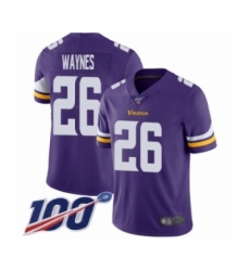 Men's Minnesota Vikings #26 Trae Waynes Purple Team Color Vapor Untouchable Limited Player 100th Season Football Jersey Men's Minnesota Vikings #26 Trae Waynes Purple Team Color Vapor Untouchable Limited Player 100th Season Football Jersey