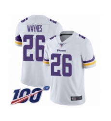 Men's Minnesota Vikings #26 Trae Waynes White Vapor Untouchable Limited Player 100th Season Football Jersey