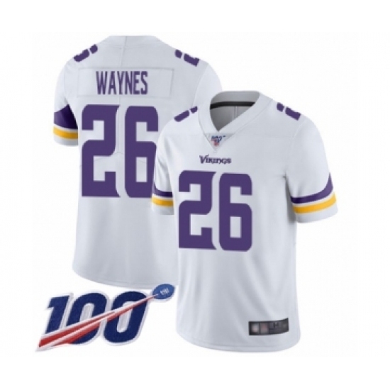 Men's Minnesota Vikings #26 Trae Waynes White Vapor Untouchable Limited Player 100th Season Football Jersey Men's Minnesota Vikings #26 Trae Waynes White Vapor Untouchable Limited Player 100th Season Football Jersey