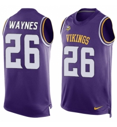 Men's Nike Minnesota Vikings #26 Trae Waynes Limited Purple Player Name & Number Tank Top NFL Jersey