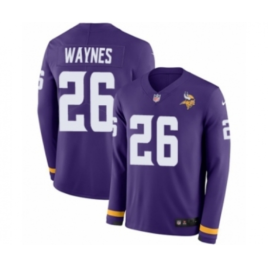 Men's Nike Minnesota Vikings #26 Trae Waynes Limited Purple Therma Long Sleeve NFL Jersey Men's Nike Minnesota Vikings #26 Trae Waynes Limited Purple Therma Long Sleeve NFL Jersey