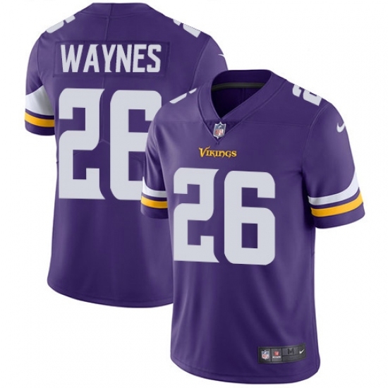 Men's Nike Minnesota Vikings #26 Trae Waynes Purple Team Color Vapor Untouchable Limited Player NFL Jersey Men's Nike Minnesota Vikings #26 Trae Waynes Purple Team Color Vapor Untouchable Limited Player NFL Jersey
