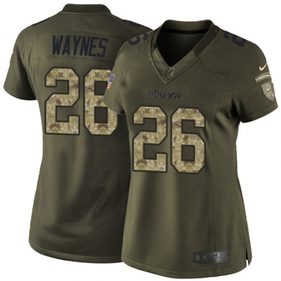 Women's Nike Minnesota Vikings #26 Trae Waynes Elite Green Salute to Service NFL Jersey Women's Nike Minnesota Vikings #26 Trae Waynes Elite Green Salute to Service NFL Jersey