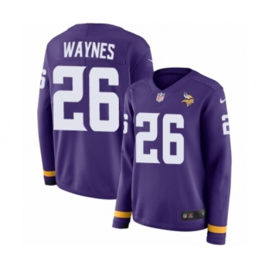 Women's Nike Minnesota Vikings #26 Trae Waynes Limited Purple Therma Long Sleeve NFL Jersey Women's Nike Minnesota Vikings #26 Trae Waynes Limited Purple Therma Long Sleeve NFL Jersey