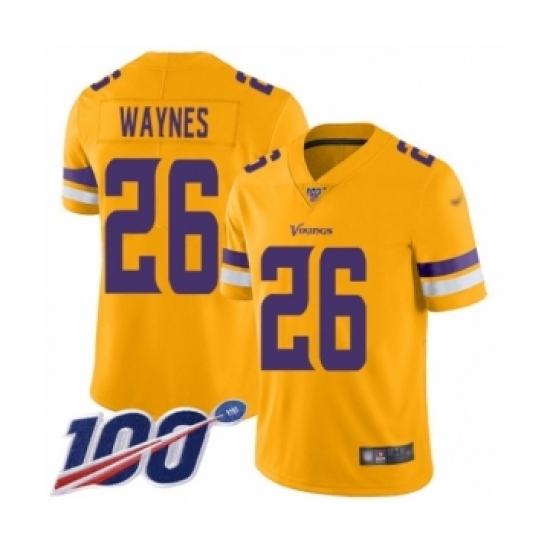 Youth Minnesota Vikings #26 Trae Waynes Limited Gold Inverted Legend 100th Season Football Jersey Youth Minnesota Vikings #26 Trae Waynes Limited Gold Inverted Legend 100th Season Football Jersey