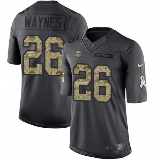 Youth Nike Minnesota Vikings #26 Trae Waynes Limited Black 2016 Salute to Service NFL Jersey Youth Nike Minnesota Vikings #26 Trae Waynes Limited Black 2016 Salute to Service NFL Jersey