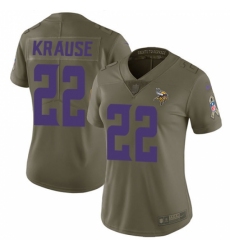 Women's Nike Minnesota Vikings #22 Paul Krause Limited Olive 2017 Salute to Service NFL Jersey