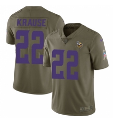 Youth Nike Minnesota Vikings #22 Paul Krause Limited Olive 2017 Salute to Service NFL Jersey