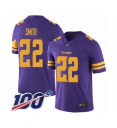 Men's Minnesota Vikings #22 Harrison Smith Limited Purple Rush Vapor Untouchable 100th Season Football Jersey