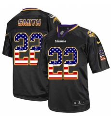 Men's Nike Minnesota Vikings #22 Harrison Smith Elite Black USA Flag Fashion NFL Jersey