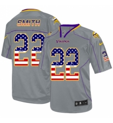 Men's Nike Minnesota Vikings #22 Harrison Smith Elite Grey USA Flag Fashion NFL Jersey