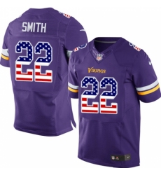 Men's Nike Minnesota Vikings #22 Harrison Smith Elite Purple Home USA Flag Fashion NFL Jersey