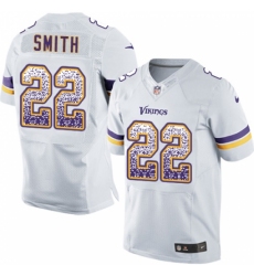 Men's Nike Minnesota Vikings #22 Harrison Smith Elite White Road Drift Fashion NFL Jersey