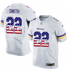 Men's Nike Minnesota Vikings #22 Harrison Smith Elite White Road USA Flag Fashion NFL Jersey