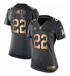 Women's Nike Minnesota Vikings #22 Harrison Smith Limited Black/Gold Salute to Service NFL Jersey