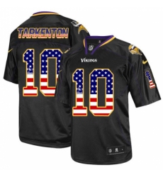 Men's Nike Minnesota Vikings #10 Fran Tarkenton Elite Black USA Flag Fashion NFL Jersey