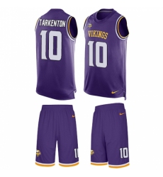 Men's Nike Minnesota Vikings #10 Fran Tarkenton Limited Purple Tank Top Suit NFL Jersey